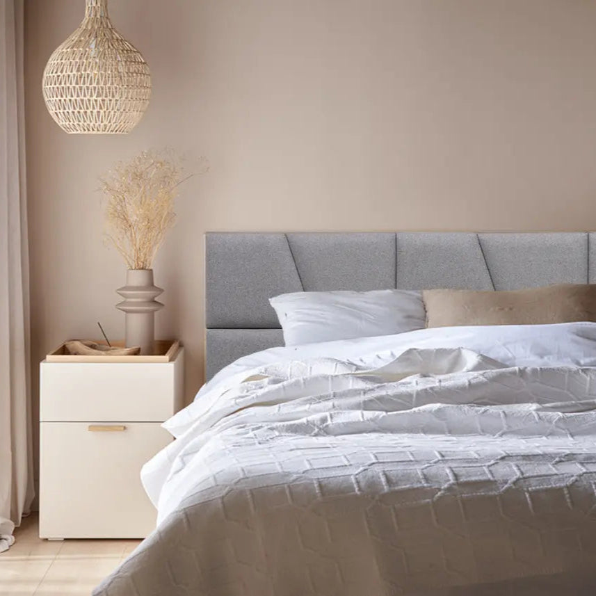 Padded Wall Panels Set 2 Grey in bedroom interior Decormania UK